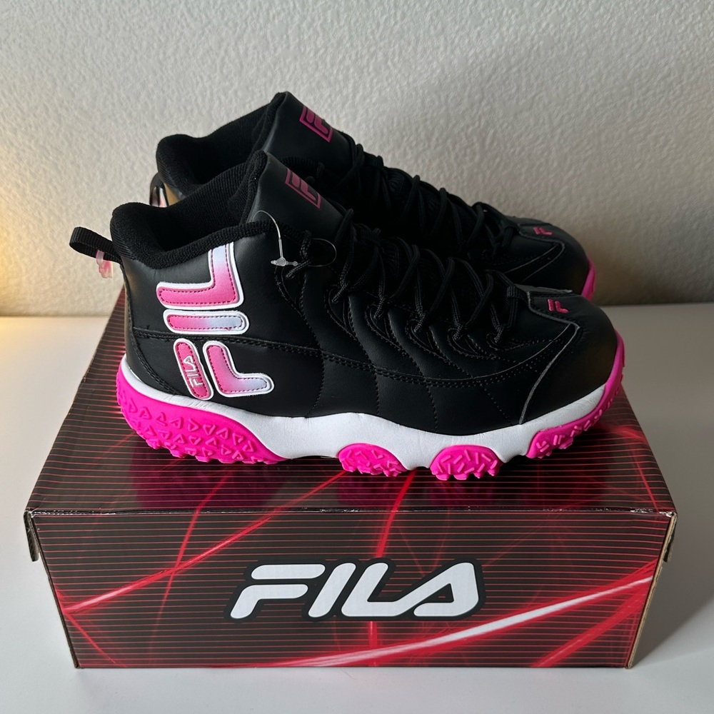Fila Girl's Snake Dancer Wide Black Pink White Sneakers Size 6 Youth New in Box! - Picture 4 of 7